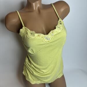 Olivia Lauren Korea Womens Small Green Camisole Coquette Lace Sequin Beads Y2K